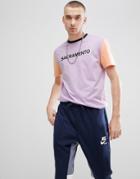Asos Design Relaxed T-shirt With Contrast Sleeves And Sacramento Print - Purple