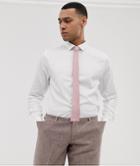 Asos Design Wedding Slim Fit Sateen Shirt With Pink Tie Save-multi