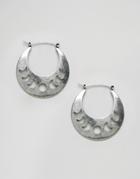 Asos Design Cut Out Moon Phase Hoop Earrings - Silver