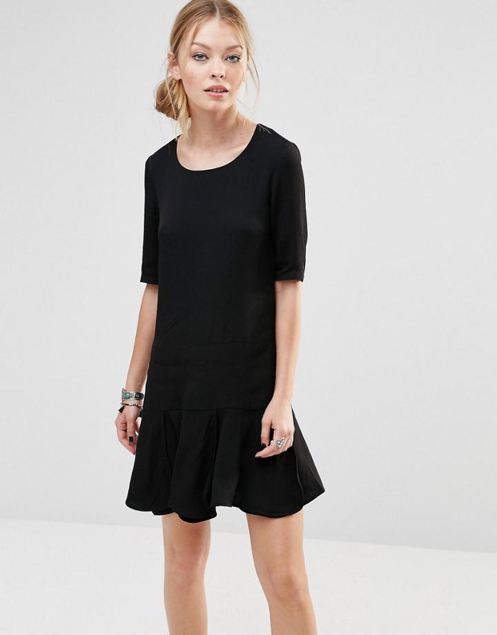 See U Soon Swing Dress With Pep Hem - Black