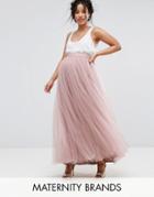 Little Mistress Maternity Maxi Tulle Skirt - Pink