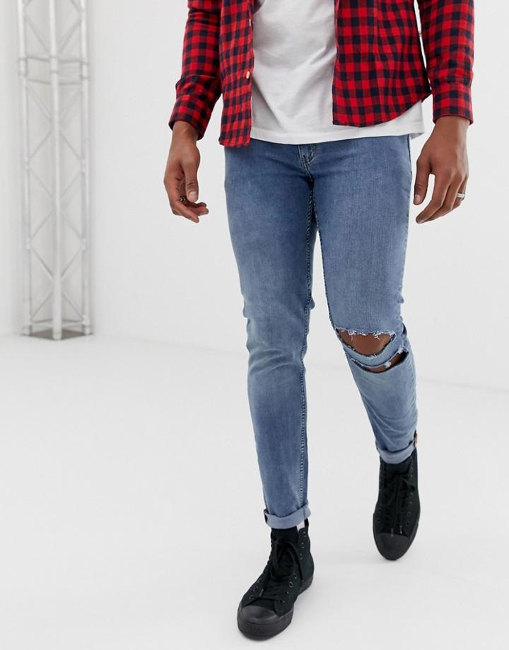 Cheap Monday Super Skinny Him Spray Jeans In Blue - Blue