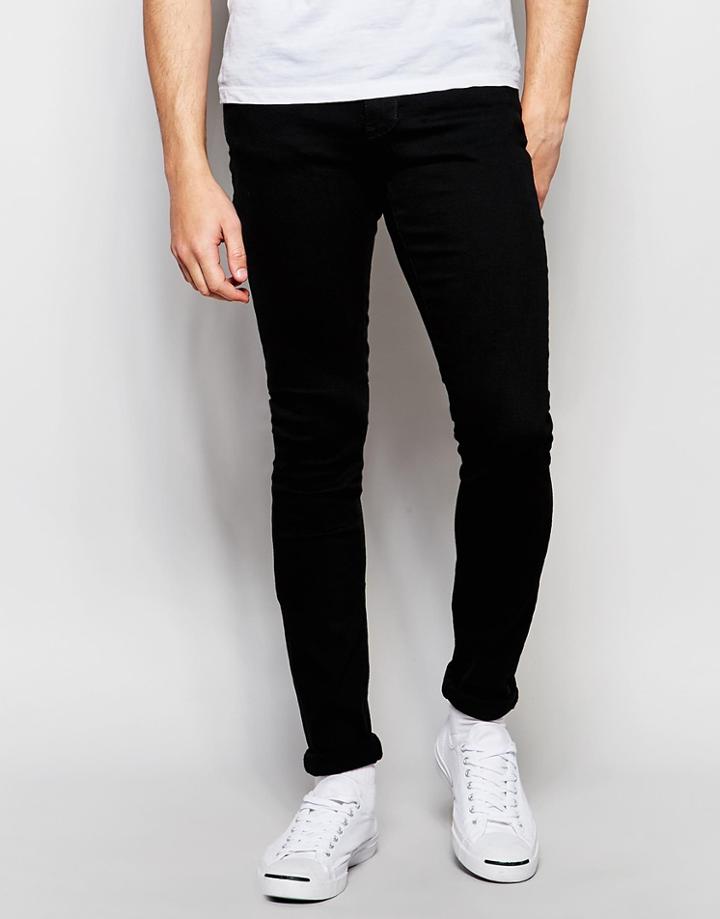 Dr Denim Jeans Leroy Dropped Crotch Super Skinny Black - Black