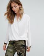 Qed London Cross Front Blouse - Cream