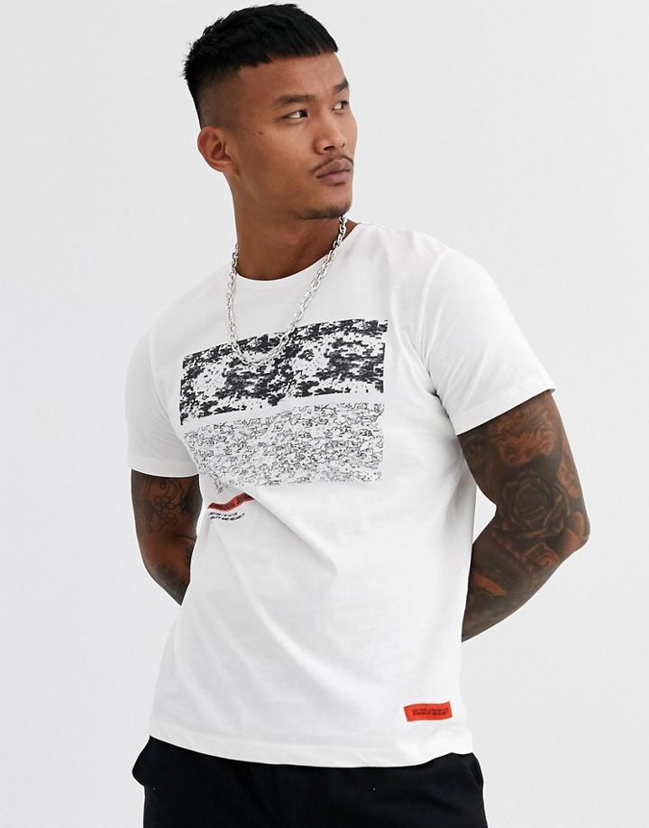 Jack & Jones Core Graphic Logo T-shirt In Off White