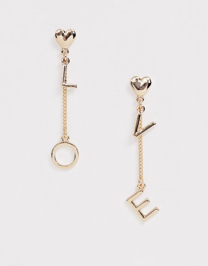 Monki Love Drop Earrings In Gold - Gold