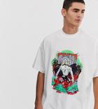 Collusion Oversized Printed T-shirt In White - White