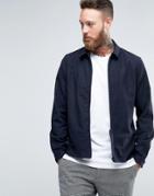 Hoxton Shirt Company Slim Shacket With Zip - Navy