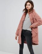 Asos Cord Parka In Pink - Pink
