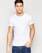 Tommy Hilfiger T-shirt With Flag Logo In Stretch Slim Fit In White - White