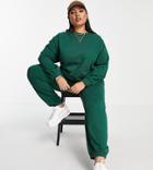 Asos Design Curve Tracksuit Slim Sweat / Sweatpants In Dark Green