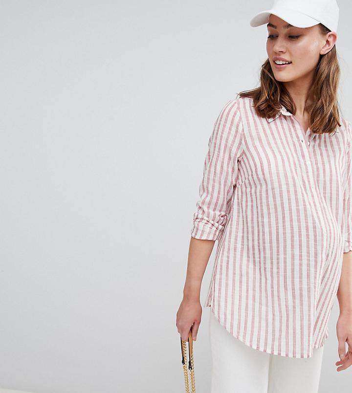 New Look Maternity Stripe Shirt - Pink
