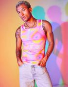 Asos Design Muscle Fit Tank Top In All Over Pink Print