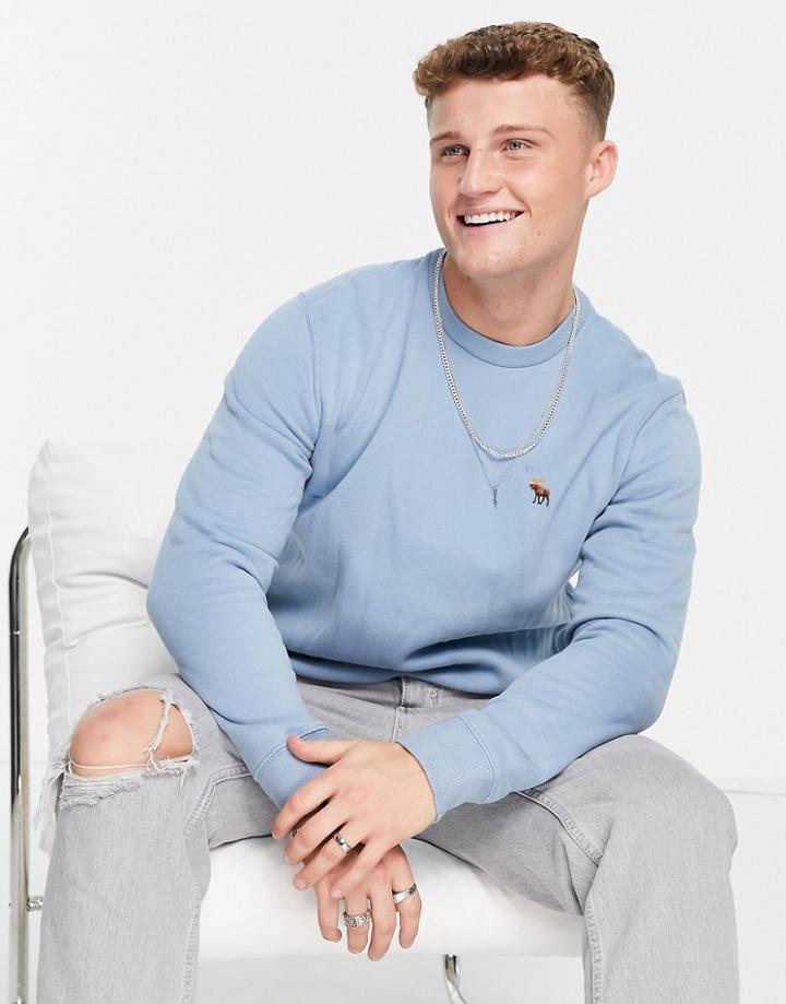 Abercrombie & Fitch 3d Icon Logo Crew Neck Sweatshirt In Light Blue-blues