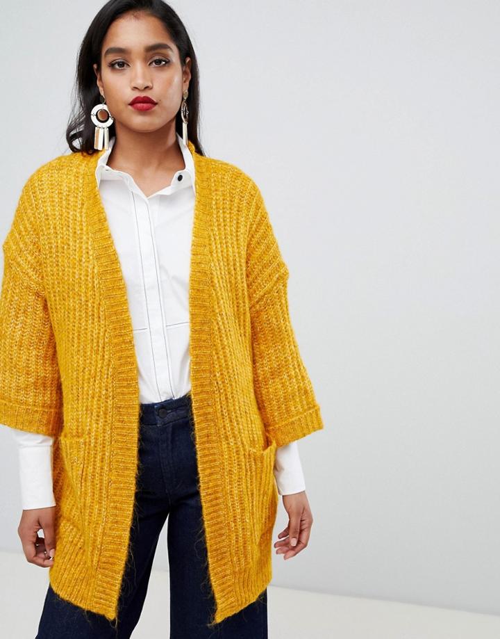 Y.a.s Chunky Rib Knitted Cardigan - Yellow