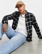 Asos Design Regular Check Shirt In Black-grey