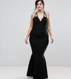 Asos Curve Premium Bandage High Apex Maxi Dress - Black