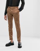 Twisted Tailor Super Skinny Sateen Suit Pants In Bronze - Tan