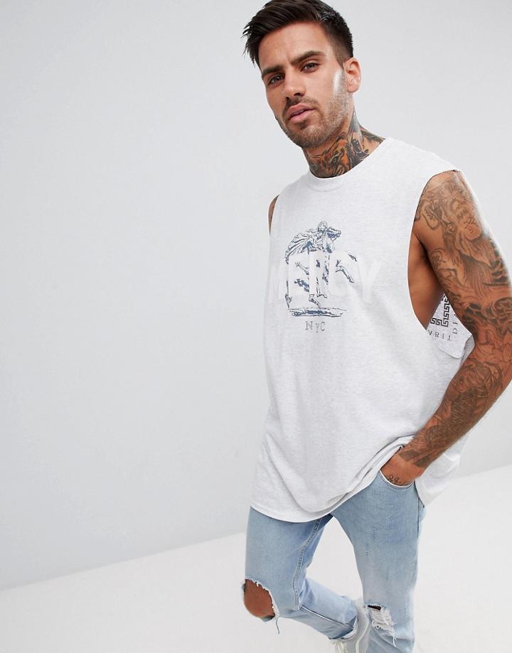 Boohooman Tank Mercy Print In Gray - Gray