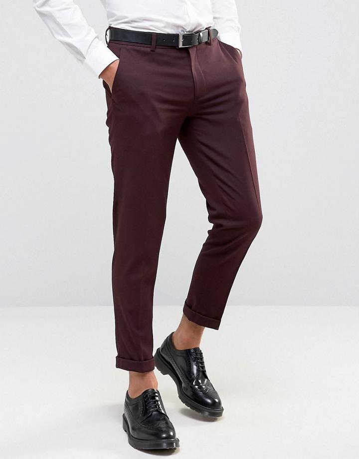 Asos Skinny Cropped Pant In Burgundy - Purple