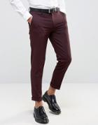 Asos Skinny Cropped Pant In Burgundy - Purple