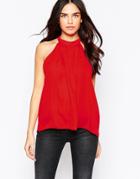 Influence High Neck Top - Red