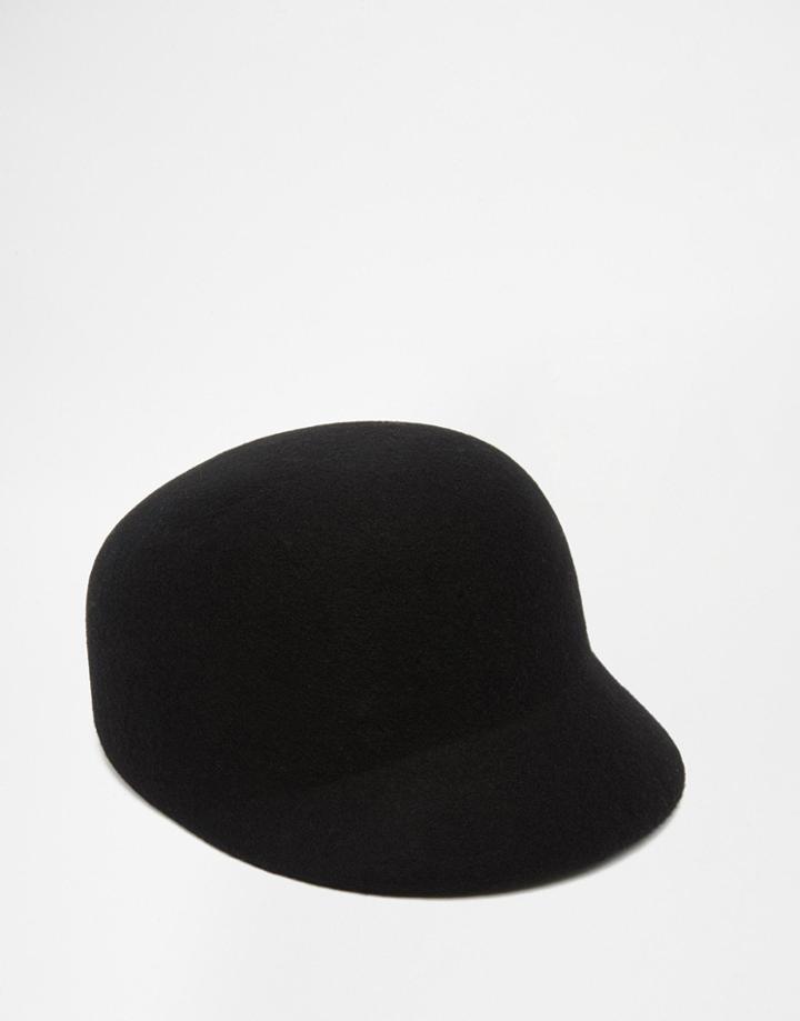Asos Felt Cap In Black - Black