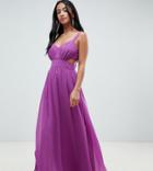 Asos Design Petite Side Cut Out Maxi Dress With Cami Straps - Purple