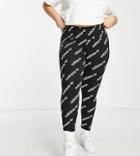 Adidas Originals Plus 'logomania' Repeat Logo Leggings In Black