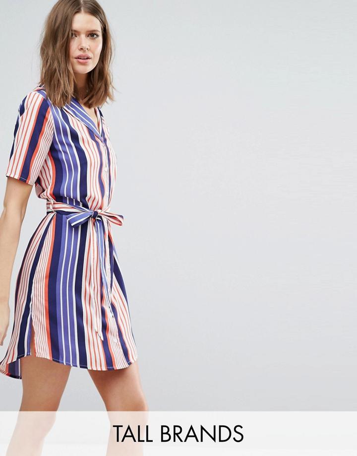 Influence Tall Shirt Dress In Stripe - Blue