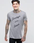 Scotch & Soda T-shirt With Sundays Are For Scotch Print In Stretch Slim Fit In Gray Marl - Gray