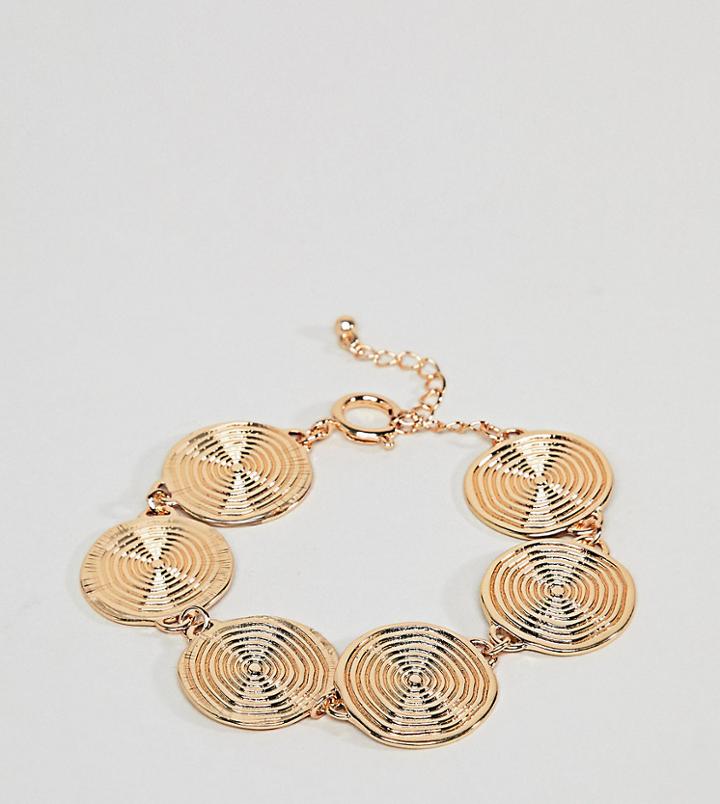 Asos Design Curve Statement Swirl Coin Bracelet - Gold