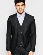 Selected Homme Skinny Check Suit Jacket With Stretch - Black
