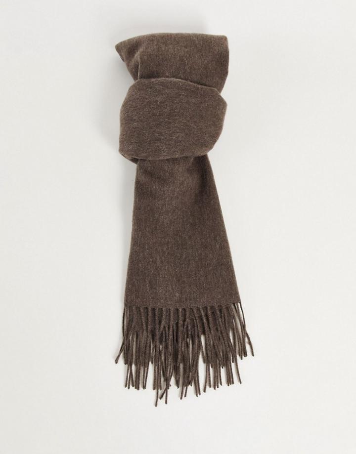 Selected Homme 100% Wool Scarf In Brown