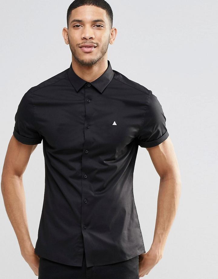 Asos Skinny Shirt In Black With Logo - Black