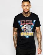 Diesel T-shirt T-joe-ab Crewneck Dsl Brave Eagle Print In Black - Black
