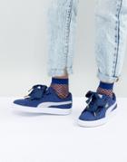 Puma Basket Heart Sneaker In Denim Blue - Blue