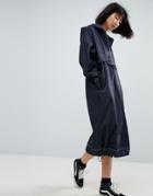 Asos White Denim Windbreaker Dress In Indigo Wash - Blue