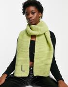 Asos Design Knitted Personalized Scarf With L Initial In Green