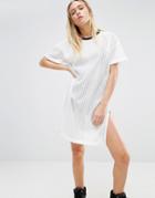 Nicce London Mesh T-shirt Dress - White