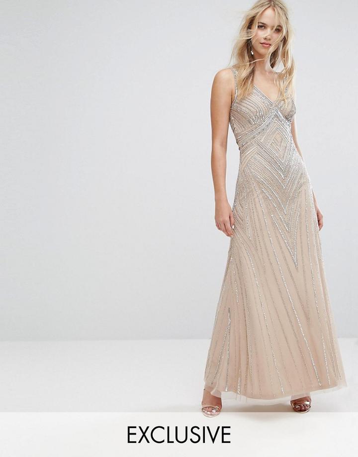 Amelia Rose Embellished Maxi Dress - Brown