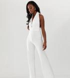 John Zack Tall Halterneck Jumpsuit In White - White