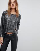 Religion Sweat In Sequin - Gray