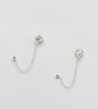 Asos Sterling Silver Stud And Chain Ear Cuff Earrings - Silver