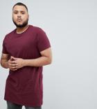 Asos Design Plus Super Longline T-shirt With Crew Neck In Red - Red
