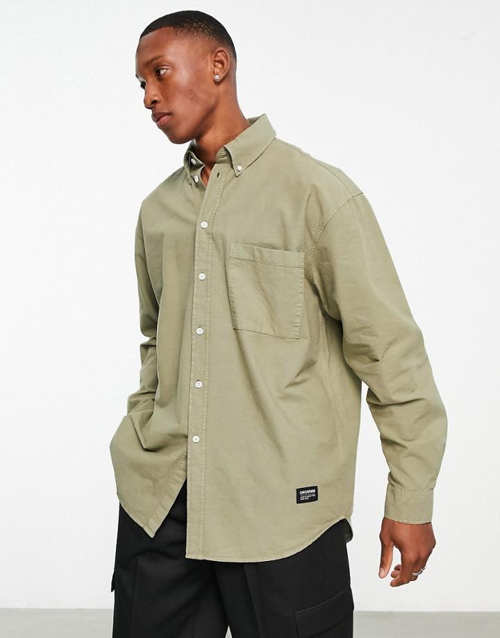 Dr Denim Logo Shirt In Khaki-green