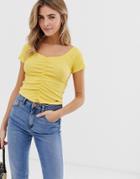 Hollister Tiny Crop Top With Ruching - Yellow
