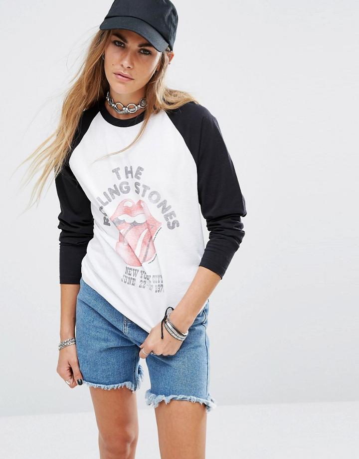 Reclaimed Vintage Raglan T-shirt With Rolling Stones Print - Multi