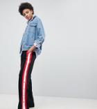 Stradivarius Side Stripe Popper Pants-black