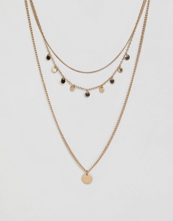 Monki Multi Necklace With Pendant - Gold